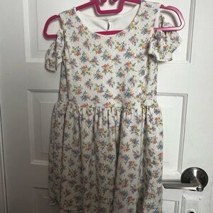 Floral Kids Dress - White Multicolor